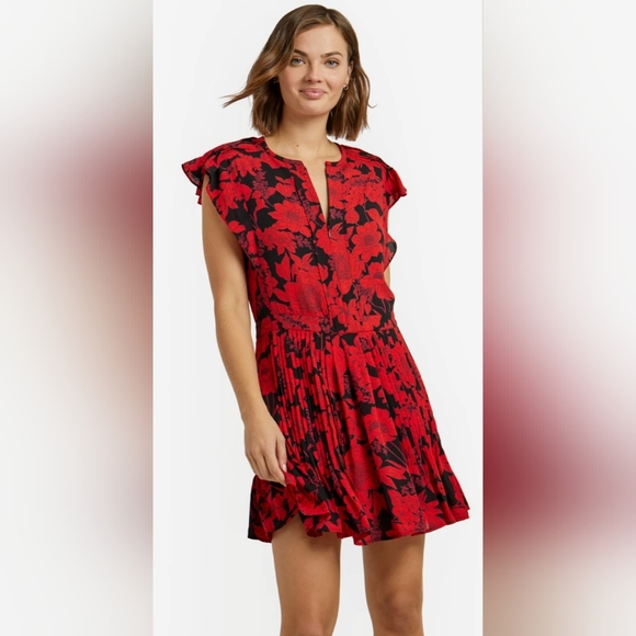 ✨️Final Price✨️ NWT sz M Rebecca Minkoff Red+Black Cassandra Cocktail Dress - Picture 2 of 9